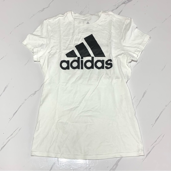NWOT Adidas Women’s White Round Neck Short Sleeves Tee Size Small - Picture 3 of 8